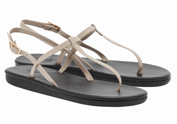 Ancient Greek Sandals Lito Flip Flop Sandaler Med Ryggreim Dame Grå Brune | VZW6825TC