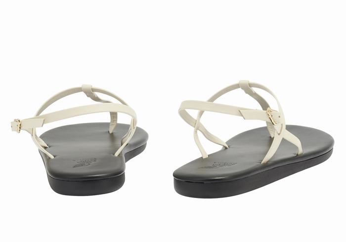 Ancient Greek Sandals Lito Flip Flop Sandaler Med Ryggreim Dame Hvite | OAE9692FN