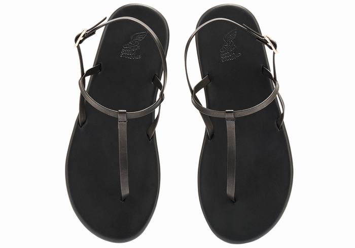 Ancient Greek Sandals Lito Flip Flop Sandaler Med Ryggreim Dame Svarte | DZJ8221BA