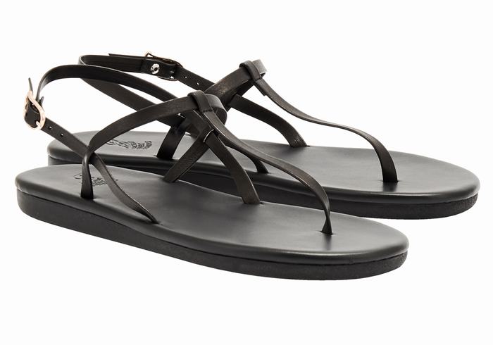 Ancient Greek Sandals Lito Flip Flop Sandaler Med Ryggreim Dame Svarte | DZJ8221BA