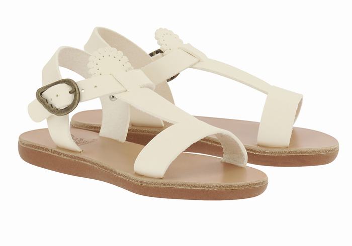 Ancient Greek Sandals Little Amber Soft Flate Sandaler Barn Hvite | XNW3835YN