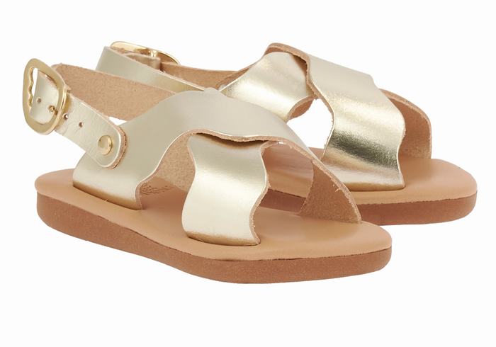 Ancient Greek Sandals Little Atokos Soft Casual Sandaler Barn Gull Hvite | IIB4988DA