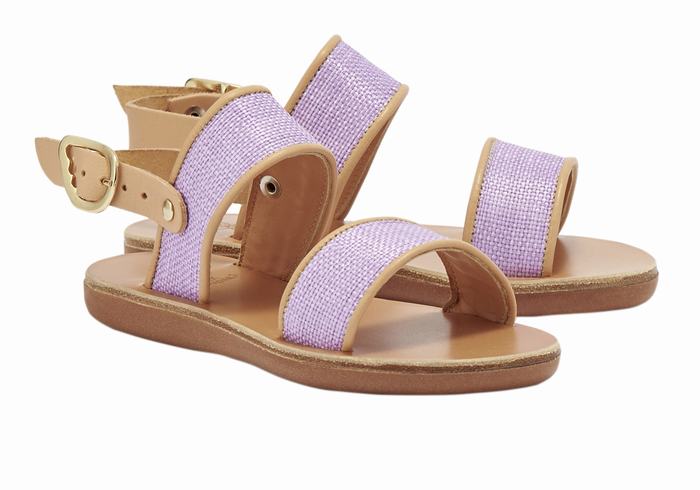 Ancient Greek Sandals Little Clio Rafia Soft Casual Sandaler Barn Lilla Beige | MHP3598QT