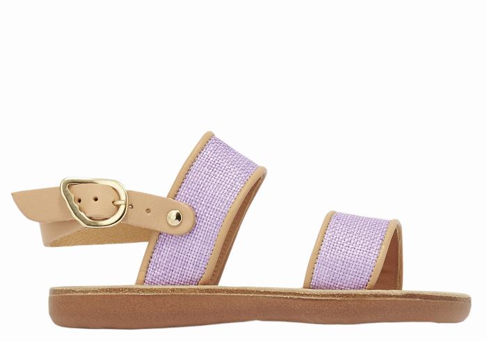 Ancient Greek Sandals Little Clio Rafia Soft Casual Sandaler Barn Lilla Beige | MHP3598QT