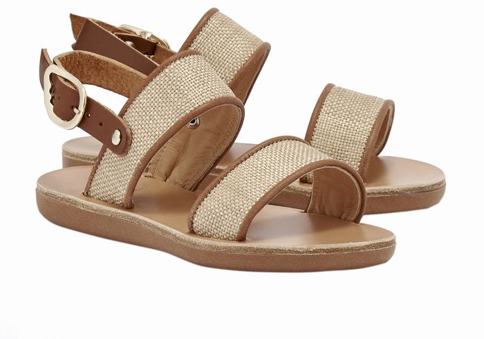 Ancient Greek Sandals Little Clio Rafia Soft Casual Sandaler Barn Beige Brune | AYN5712ON