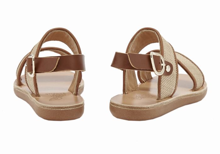 Ancient Greek Sandals Little Clio Rafia Soft Casual Sandaler Barn Beige Brune | AYN5712ON