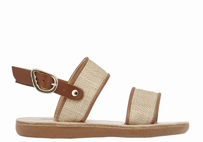 Ancient Greek Sandals Little Clio Rafia Soft Casual Sandaler Barn Beige Brune | AYN5712ON