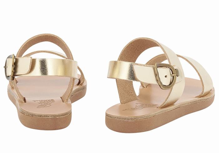 Ancient Greek Sandals Little Clio Soft Casual Sandaler Barn Gull Hvite | ILT1477FL