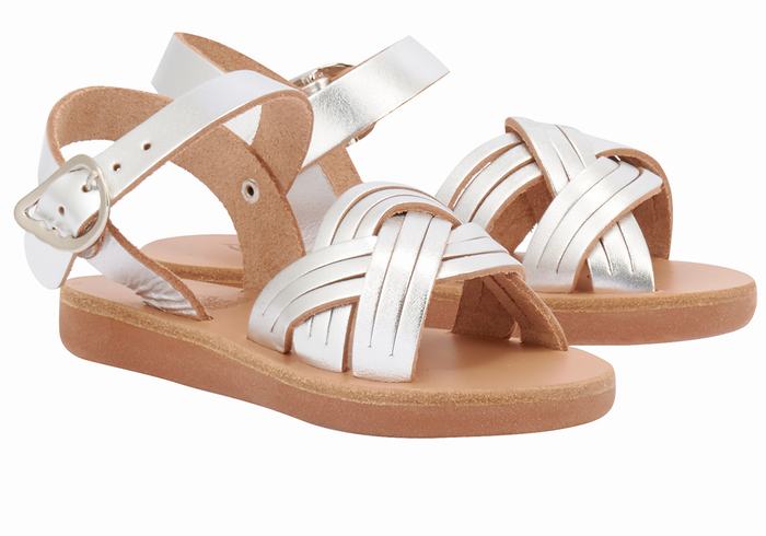 Ancient Greek Sandals Little Electra Soft Flate Sandaler Barn Sølv | QPQ6070MA