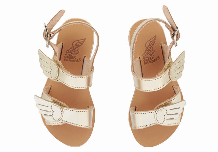 Ancient Greek Sandals Little Iliada Soft Casual Sandaler Barn Gull Hvite | QAW3324XD