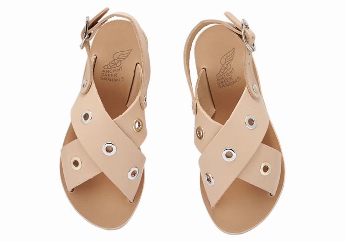 Ancient Greek Sandals Little Maria Eyelets Soft Casual Sandaler Barn Beige | XTL7569WR