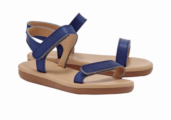 Ancient Greek Sandals Little Poros Soft Casual Sandaler Barn Mørke Blå | NWQ1960TA