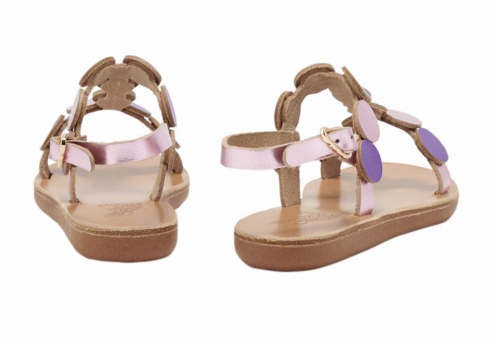 Ancient Greek Sandals Little Uranos Soft Flate Sandaler Barn Rosa Lilla | EVO58KA