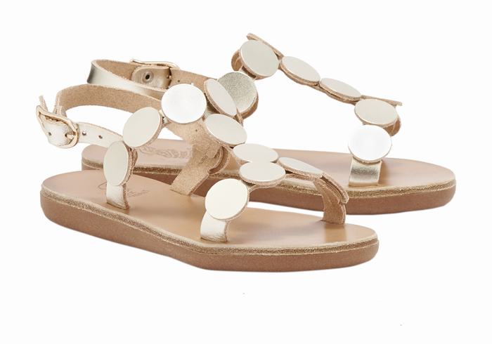 Ancient Greek Sandals Little Uranos Soft Flate Sandaler Barn Gull Hvite | IPA292ZK