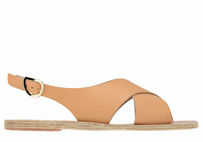 Ancient Greek Sandals Maria Leather Casual Sandaler Dame Beige | OMR9454RN