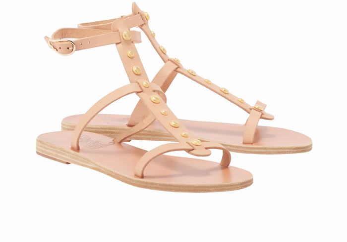 Ancient Greek Sandals Meliti Bee Sandaler Med Ankelrem Dame Beige | TOI3028ZH