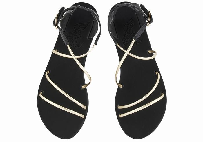 Ancient Greek Sandals Meloivia Sandaler Med Ankelrem Dame Svarte Gull Hvite | BFM5191LF