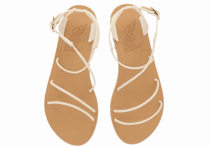 Ancient Greek Sandals Meloivia Sandaler Med Ankelrem Dame Hvite | WHU2830NV