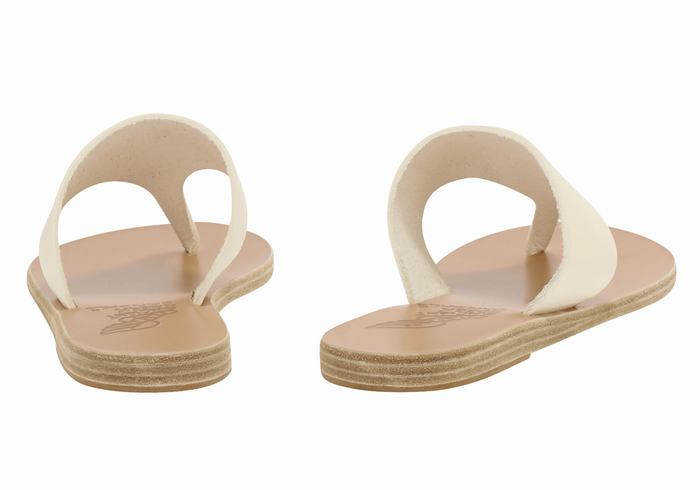 Ancient Greek Sandals Mera Leather Flip Flops Dame Hvite | OHS5158BP