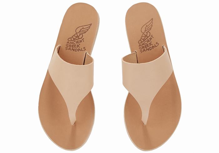 Ancient Greek Sandals Mera Leather Flip Flops Dame Beige | RYV3259RR