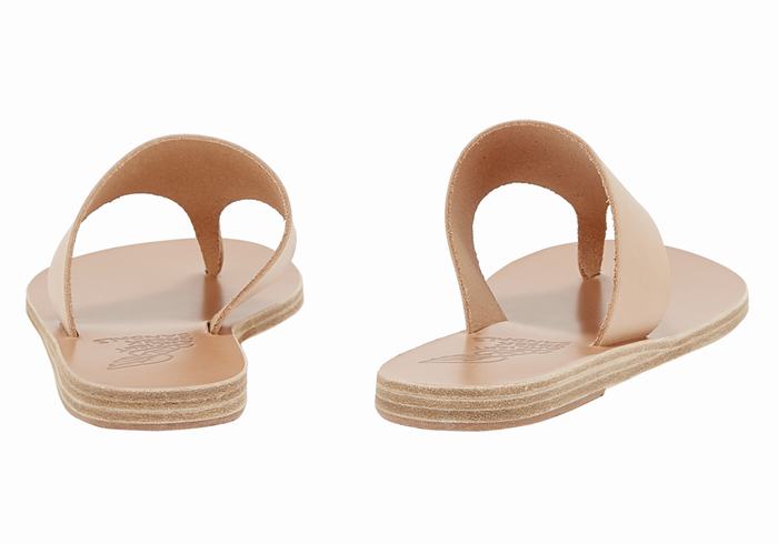 Ancient Greek Sandals Mera Leather Flip Flops Dame Beige | RYV3259RR