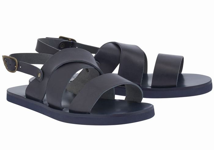 Ancient Greek Sandals Miltos Casual Sandaler Herre Mørke Blå | UNW9284PK