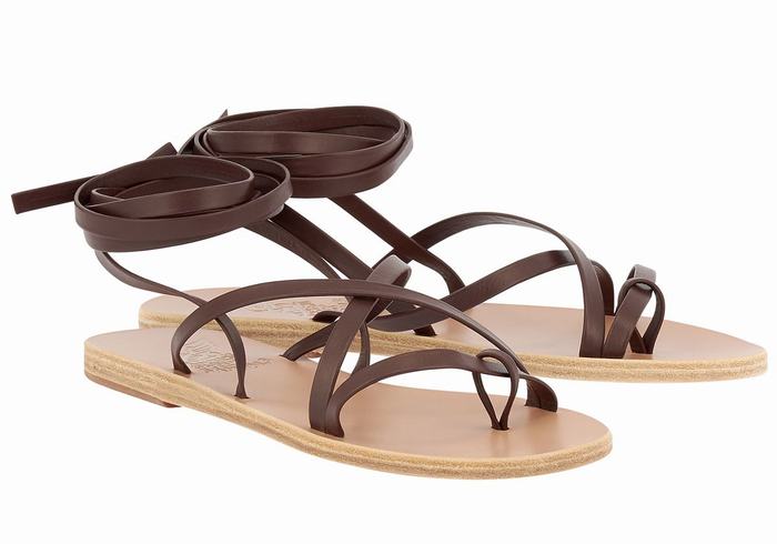 Ancient Greek Sandals Morfi Leather Gladiatorsandaler Dame Kaffe | WAB957DN