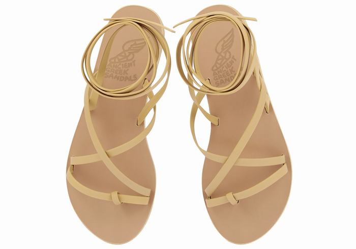 Ancient Greek Sandals Morfi Leather Gladiatorsandaler Dame Beige | BGN10091TU