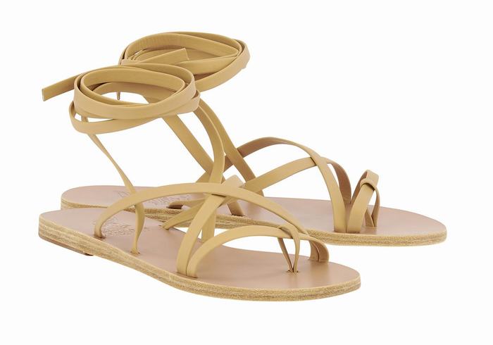 Ancient Greek Sandals Morfi Leather Gladiatorsandaler Dame Beige | BGN10091TU