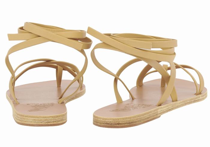 Ancient Greek Sandals Morfi Leather Gladiatorsandaler Dame Beige | BGN10091TU