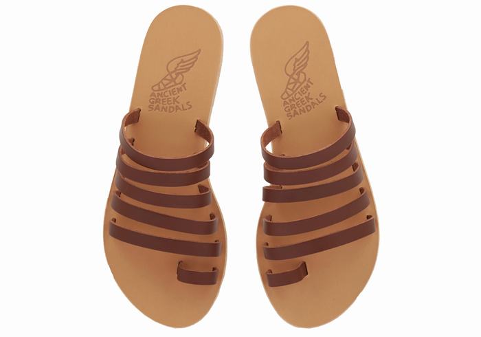 Ancient Greek Sandals Niki Leather Sandaler Med Tåstolper Dame Kaffe | PJW2017TS