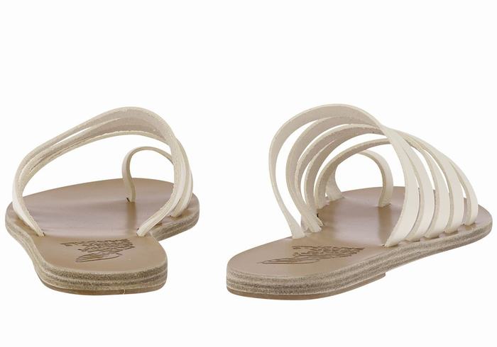 Ancient Greek Sandals Niki Leather Sandaler Med Tåstolper Dame Hvite | GGO257UC