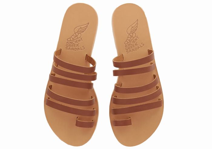 Ancient Greek Sandals Niki Leather Sandaler Med Tåstolper Dame Mørke Brune | CEN3787KQ