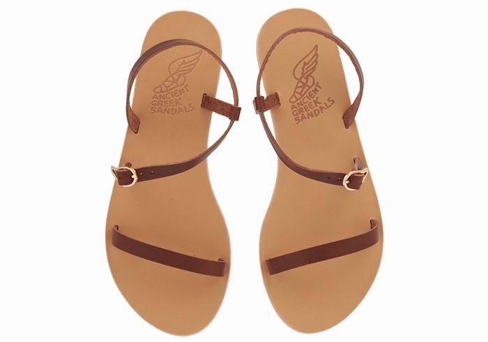 Ancient Greek Sandals Niove Leather Sandaler Med Ryggreim Dame Kaffe | RLB6594DA