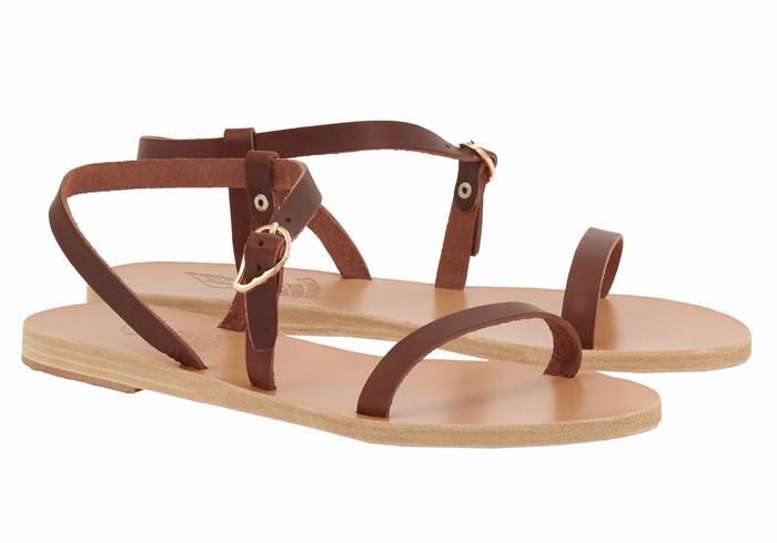 Ancient Greek Sandals Niove Leather Sandaler Med Ryggreim Dame Kaffe | RLB6594DA