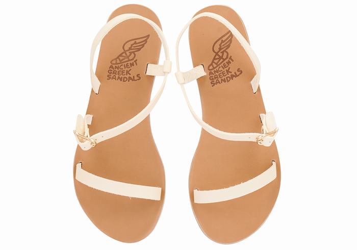 Ancient Greek Sandals Niove Leather Sandaler Med Ryggreim Dame Hvite | QRS3120IM