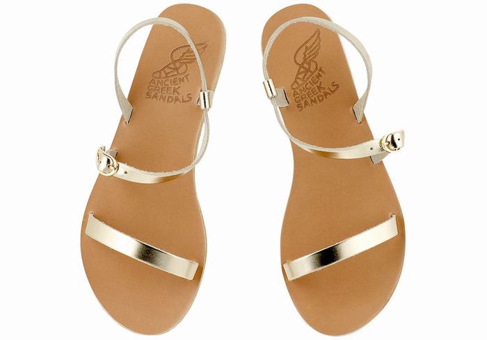 Ancient Greek Sandals Niove Leather Sandaler Med Ryggreim Dame Gull Hvite | JJX9558ZG