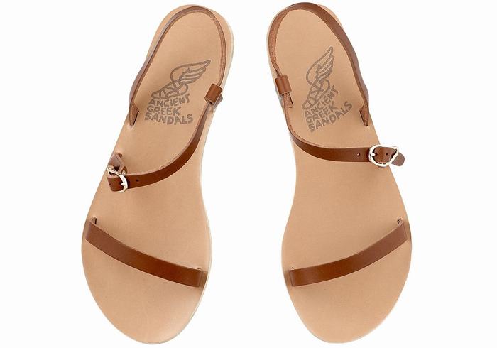 Ancient Greek Sandals Niove Leather Sandaler Med Ryggreim Dame Mørke Brune | LQP105NS