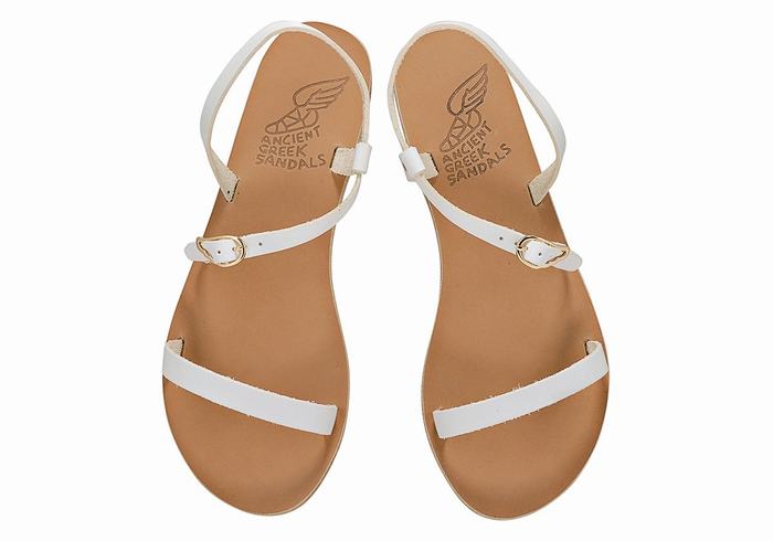 Ancient Greek Sandals Niove Leather Sandaler Med Ryggreim Dame Hvite | JJE7919CL