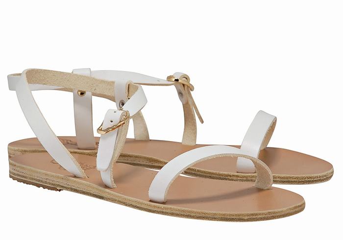 Ancient Greek Sandals Niove Leather Sandaler Med Ryggreim Dame Hvite | JJE7919CL