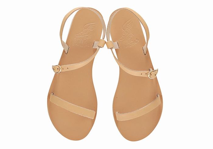 Ancient Greek Sandals Niove Leather Sandaler Med Ryggreim Dame Beige | IUI4217CZ