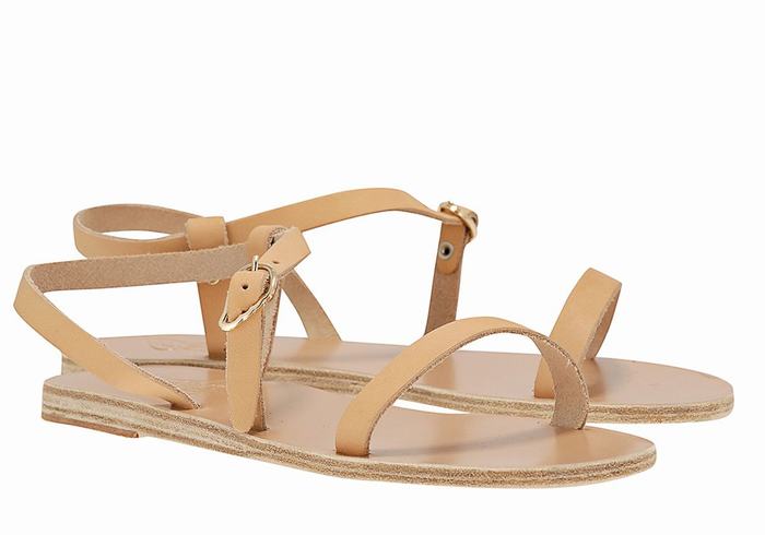 Ancient Greek Sandals Niove Leather Sandaler Med Ryggreim Dame Beige | IUI4217CZ