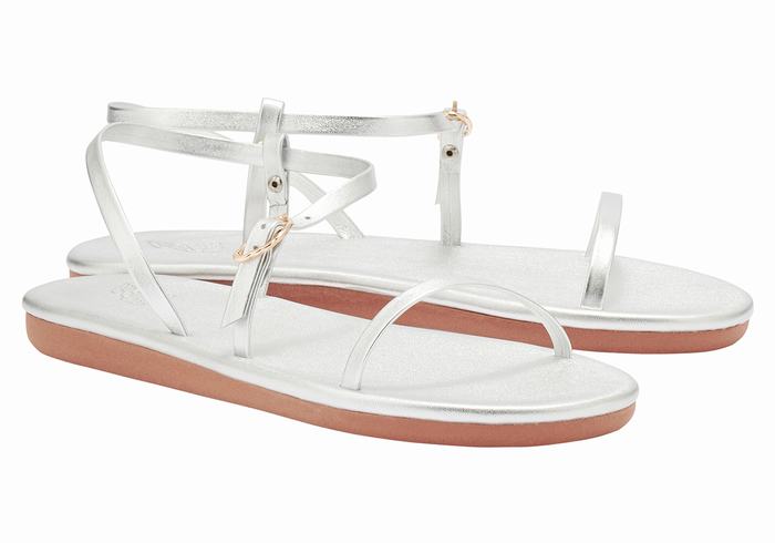 Ancient Greek Sandals Niove Sandaler Med Ryggreim Dame Sølv | TQR256CL