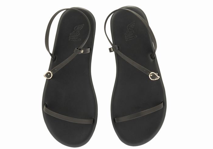 Ancient Greek Sandals Niove Sandaler Med Ryggreim Dame Svarte | JOA4215MO