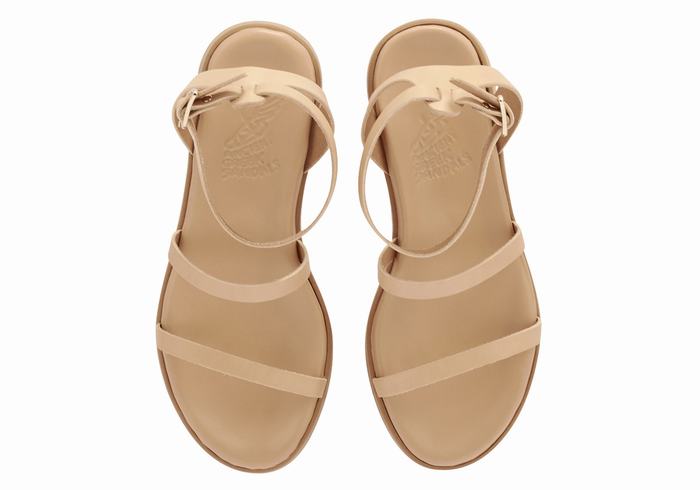 Ancient Greek Sandals Nissida Leather Platåsandaler Dame Beige | OSV8713MH