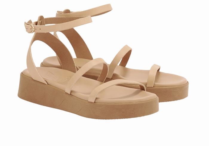 Ancient Greek Sandals Nissida Leather Platåsandaler Dame Beige | OSV8713MH