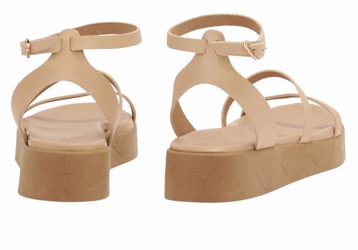 Ancient Greek Sandals Nissida Leather Platåsandaler Dame Beige | OSV8713MH