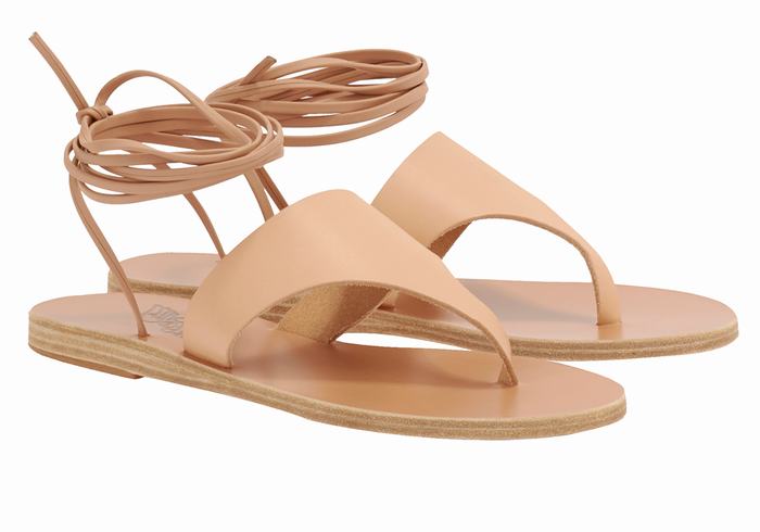 Ancient Greek Sandals Nychta Leather Gladiatorsandaler Dame Beige | ENX337FK