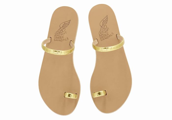 Ancient Greek Sandals Ophion Sandaler Med Tåstolper Dame Gull | GZQ5858NY