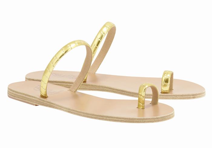 Ancient Greek Sandals Ophion Sandaler Med Tåstolper Dame Gull | GZQ5858NY